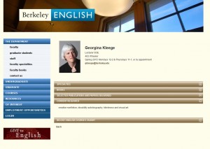 Web page for Berkeley Professor Georgina Kleege.